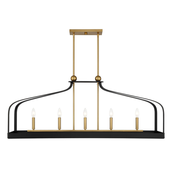 Savoy House - 1-7804-5-143 - Five Light Linear Chandelier - Sheffield - Matte Black w/Warm Brass