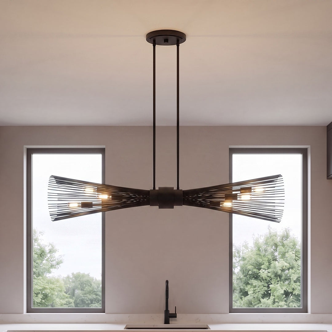 Savoy House - 1-9601-6-89 - Six Light Linear Chandelier - Longfellow - Matte Black