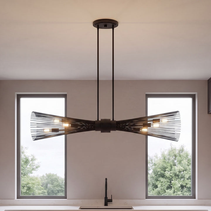 Savoy House - 1-9601-6-89 - Six Light Linear Chandelier - Longfellow - Matte Black