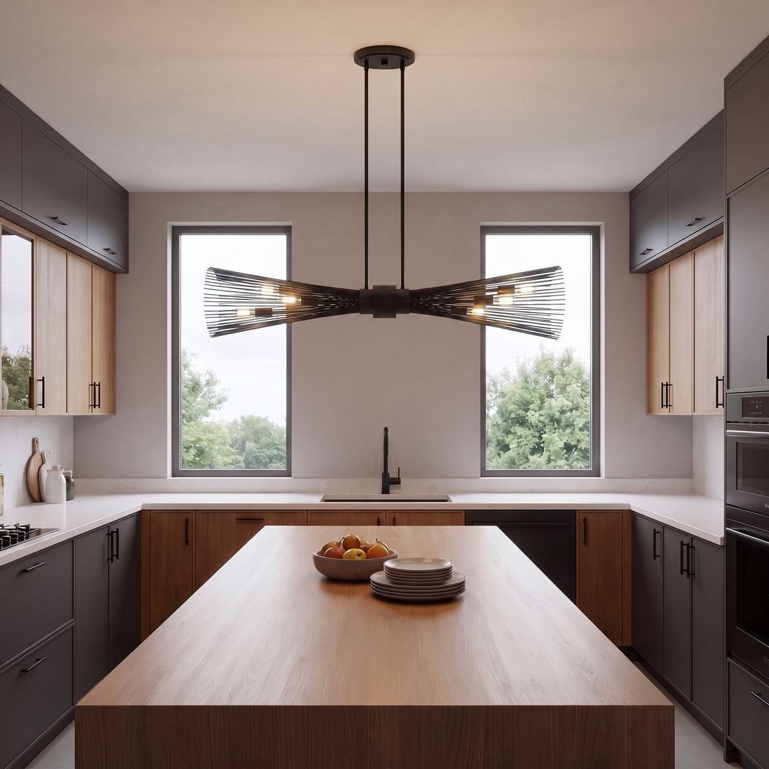 Savoy House - 1-9601-6-89 - Six Light Linear Chandelier - Longfellow - Matte Black