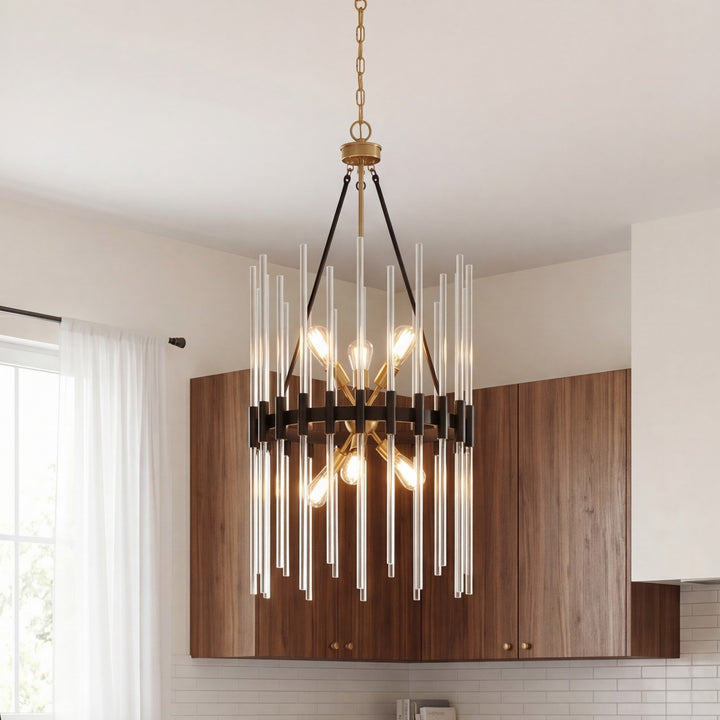 Savoy House - 3-1936-6-143 - Six Light Pendant - Santiago - Matte Black with Warm Brass Accents