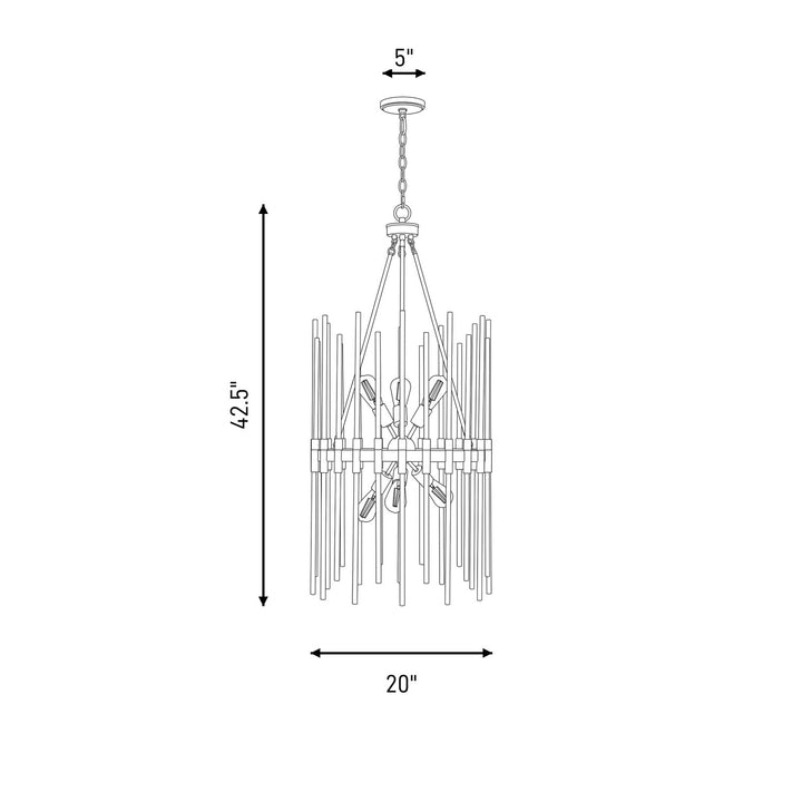 Savoy House - 3-1936-6-143 - Six Light Pendant - Santiago - Matte Black with Warm Brass Accents
