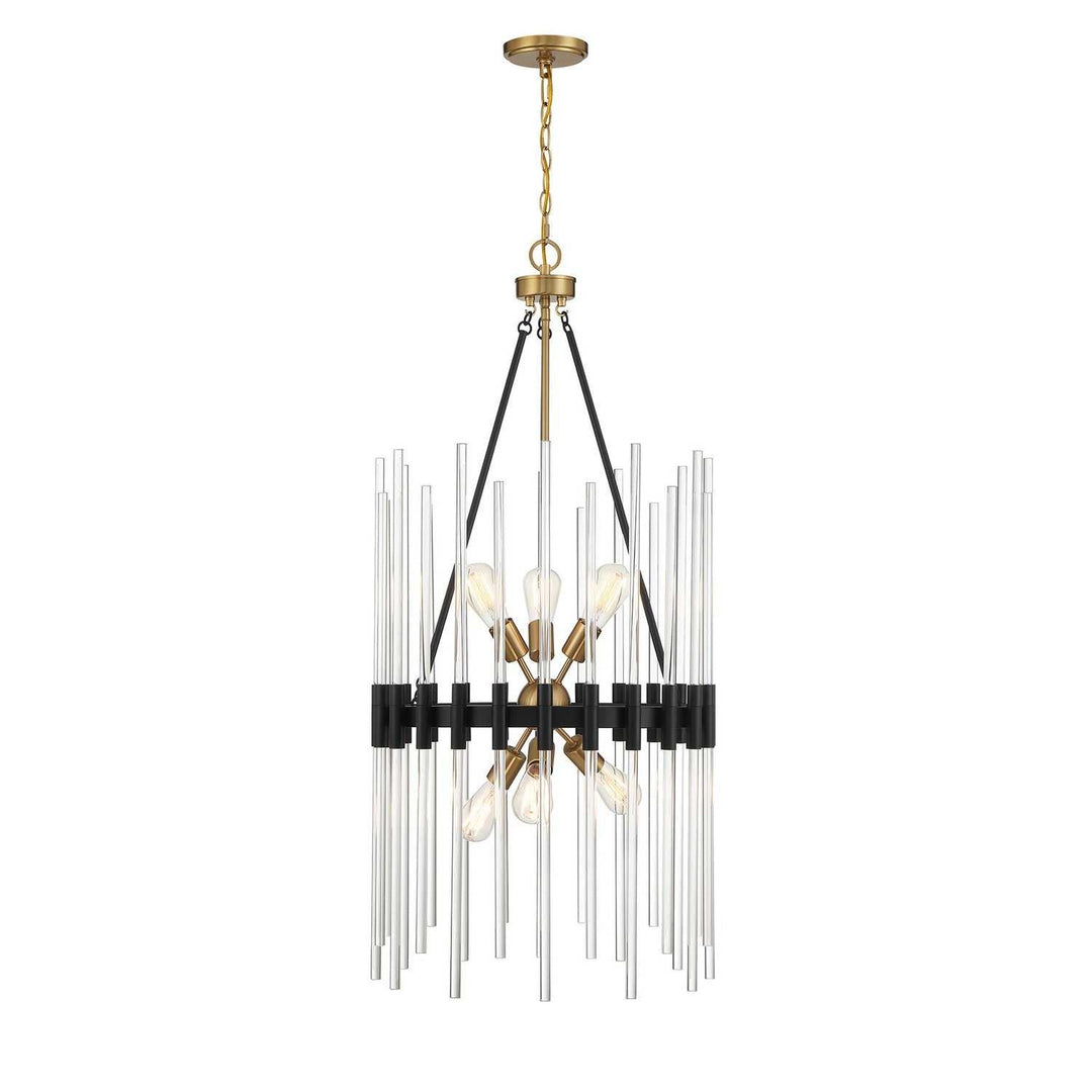 Savoy House - 3-1936-6-143 - Six Light Pendant - Santiago - Matte Black w/Warm Brass