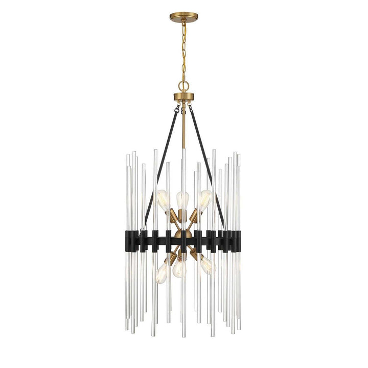 Savoy House - 3-1936-6-143 - Six Light Pendant - Santiago - Matte Black w/Warm Brass