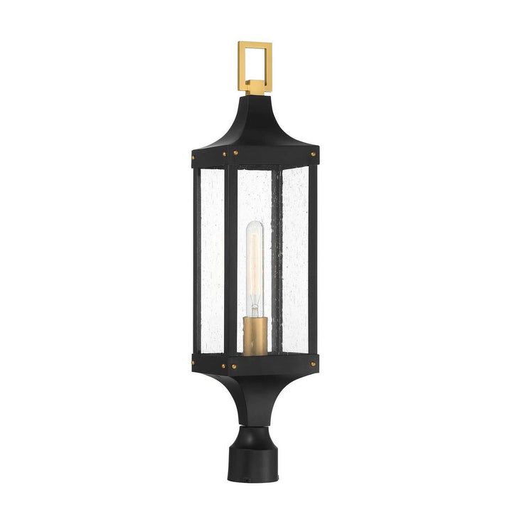 Savoy House - 5-278-144 - One Light Outdoor Post Lantern - Glendale - Matte Black/Weathered Brushed Brass