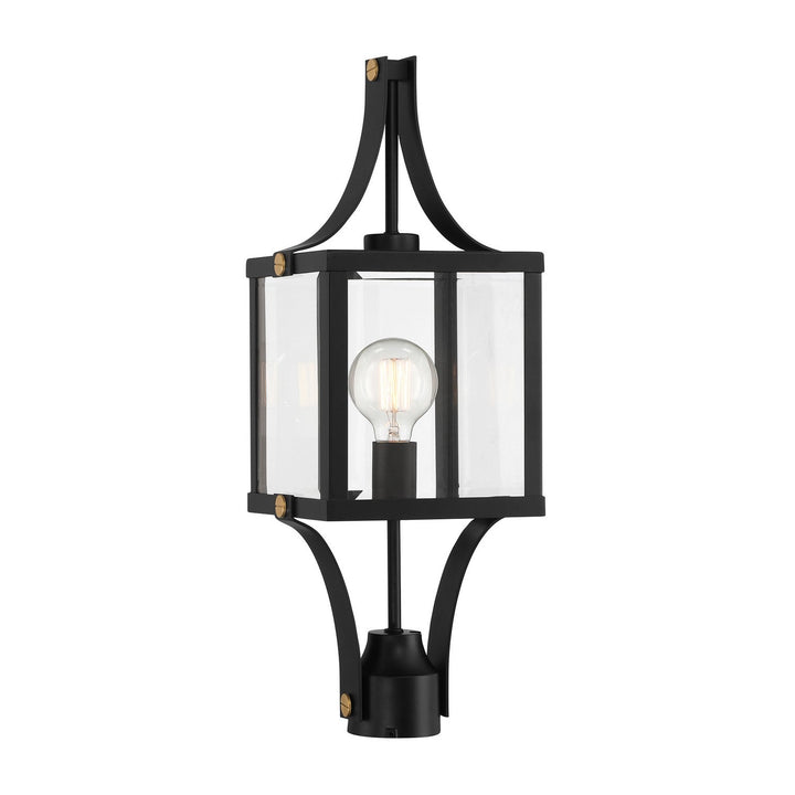 Savoy House - 5-476-144 - One Light Outdoor Post Lantern - Raeburn - Matte Black/Weathered Brushed Brass