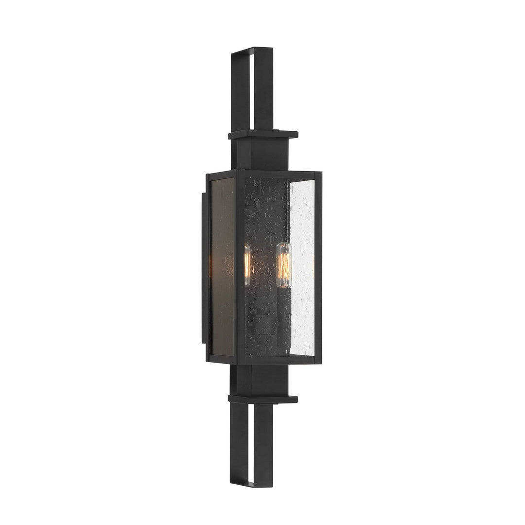 Ascott Two Light Outdoor Wall Lantern in Matte Black Savoy House