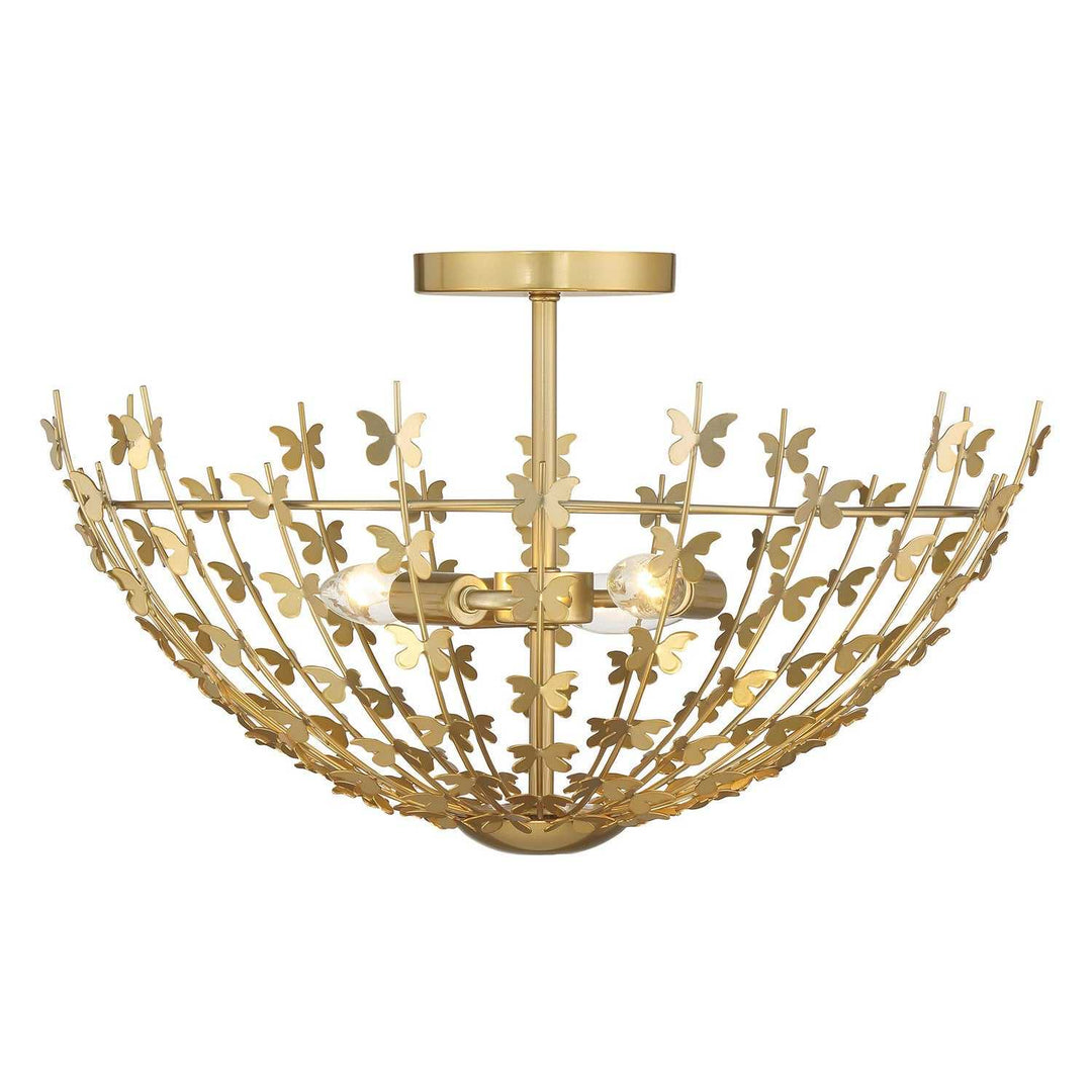 Birch Three Light Semi-Flush Mount in Burnished Brass Savoy House