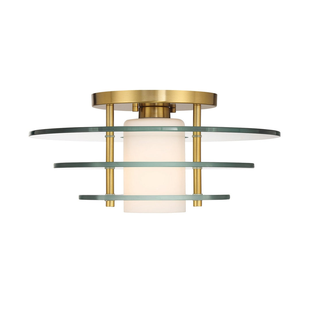 Newell One Light Semi-Flush Mount in Warm Brass Savoy House