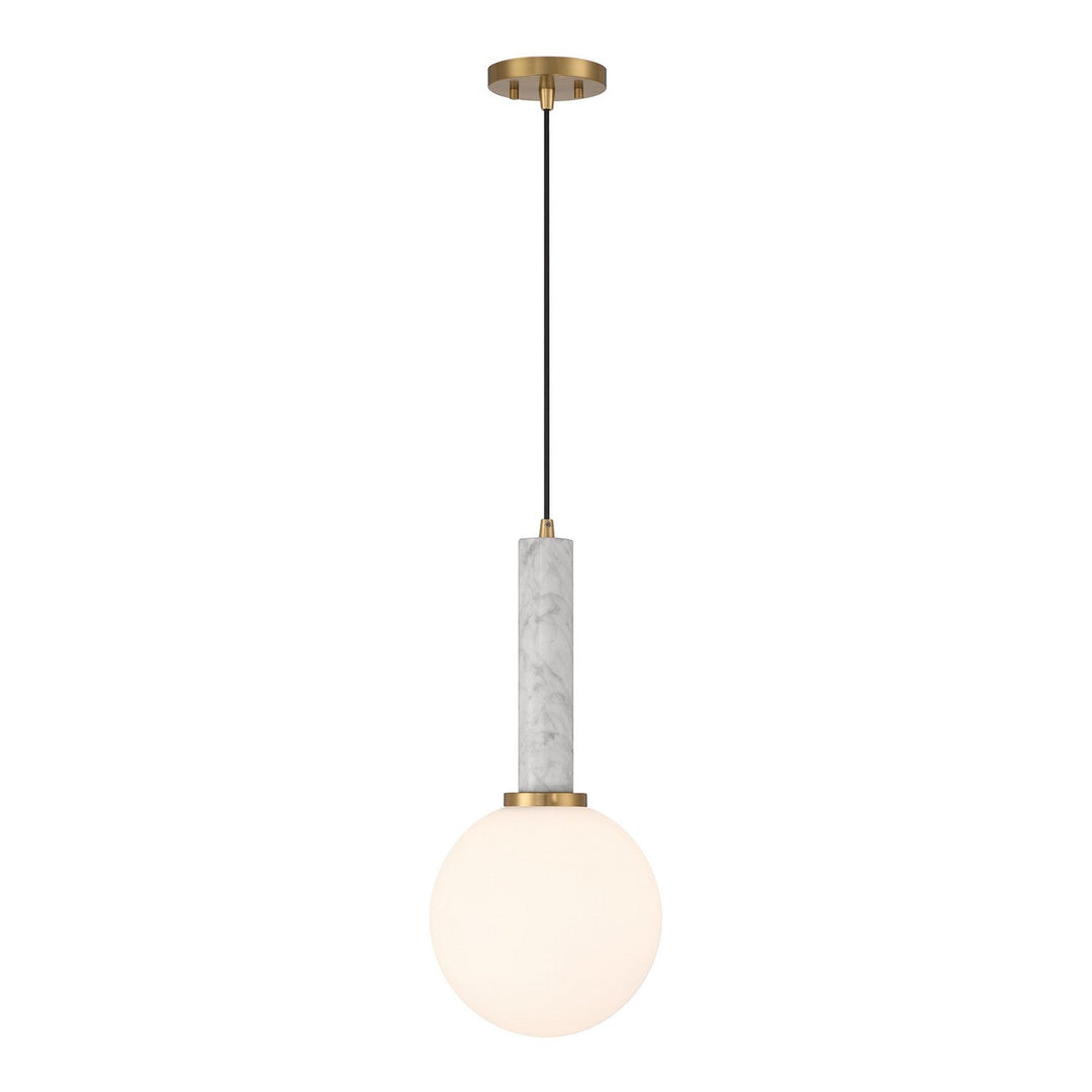 Savoy House - 7-2902-1-264 - One Light Pendant - Callaway - White Marble w/Warm Brass