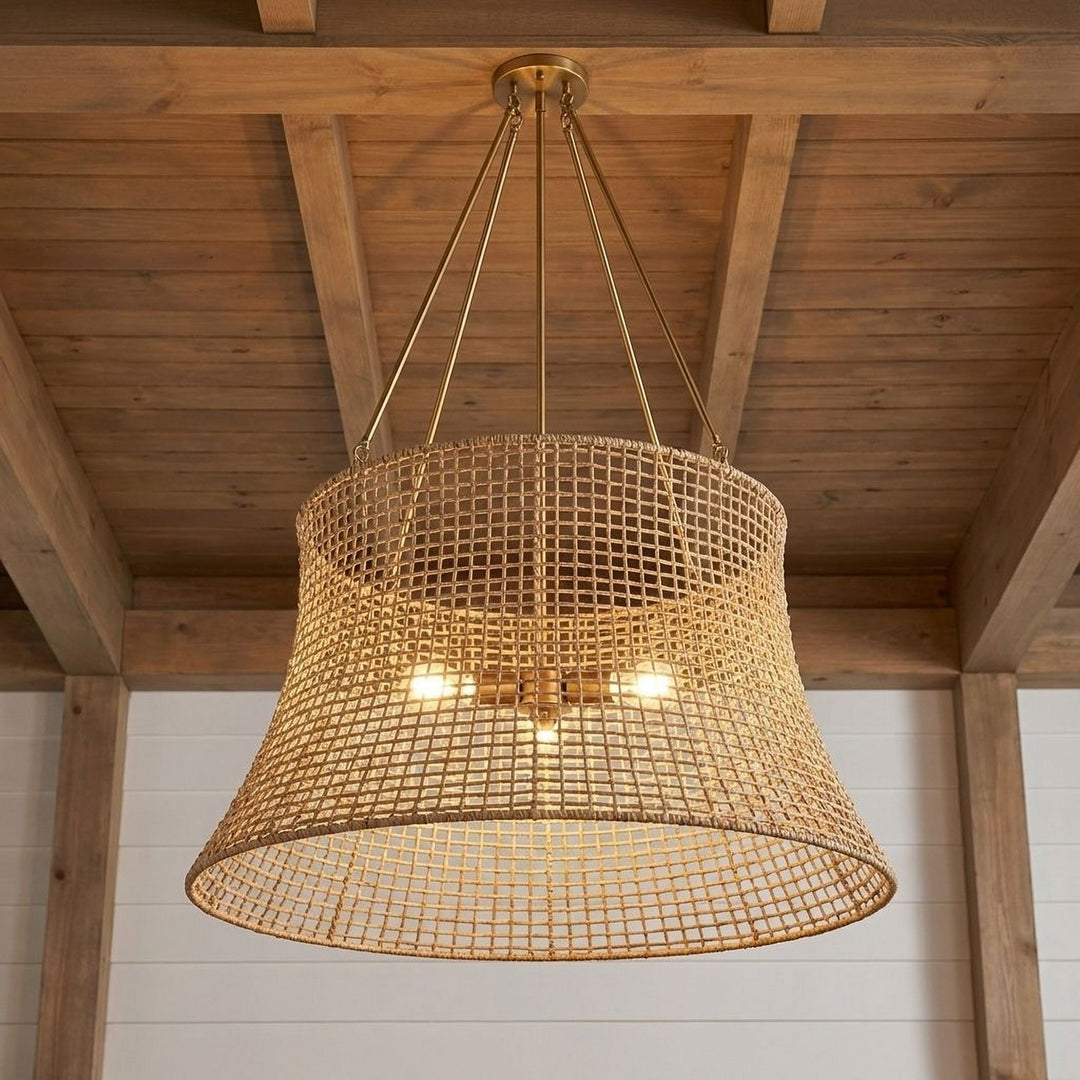 Savoy House - 7-6192-4-171 - Four Light Outdoor Chandelier - Longleaf - Burnished Brass