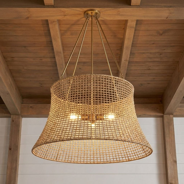 Savoy House - 7-6192-4-171 - Four Light Outdoor Chandelier - Longleaf - Burnished Brass
