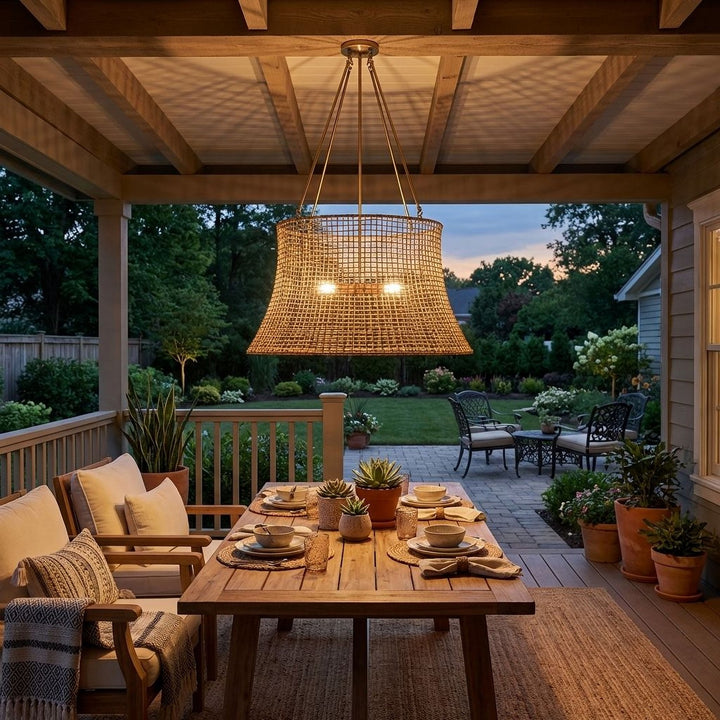 Savoy House - 7-6192-4-171 - Four Light Outdoor Chandelier - Longleaf - Burnished Brass