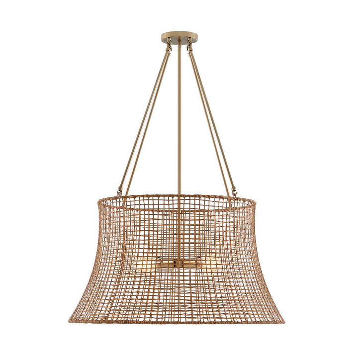 Longleaf Four Light Outdoor Chandelier in Burnished Brass Savoy House