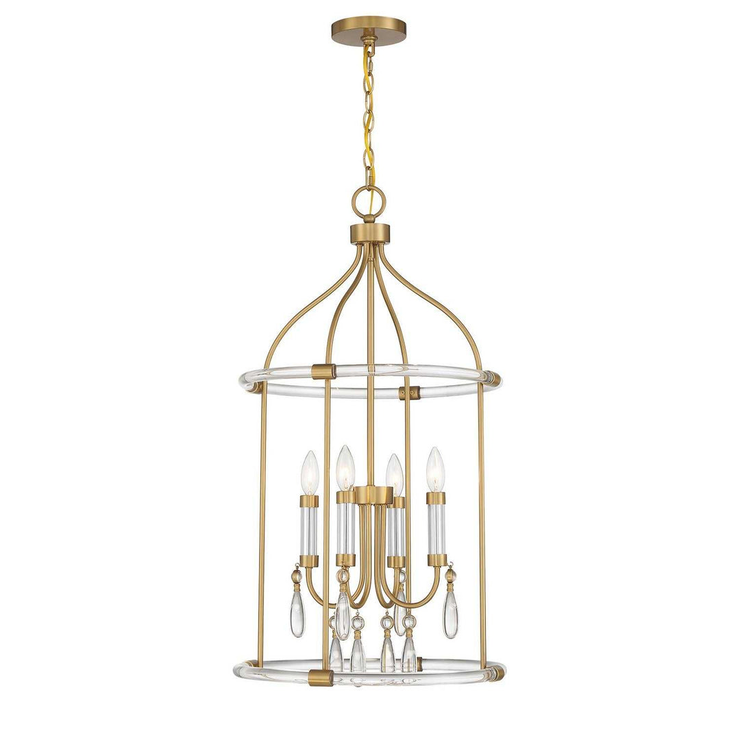 Savoy House - 7-7714-4-195 - Four Light Pendant - Mayfair - Warm Brass/Chrome