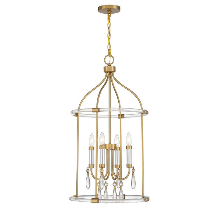 Savoy House - 7-7714-4-195 - Four Light Pendant - Mayfair - Warm Brass/Chrome