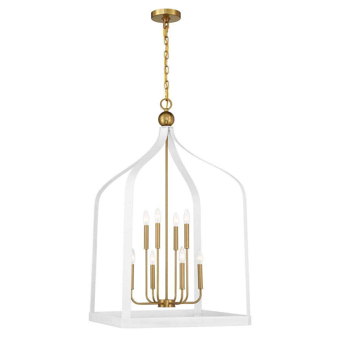 Savoy House - 7-7800-8-142 - Eight Light Pendant - Sheffield - White w/Warm Brass