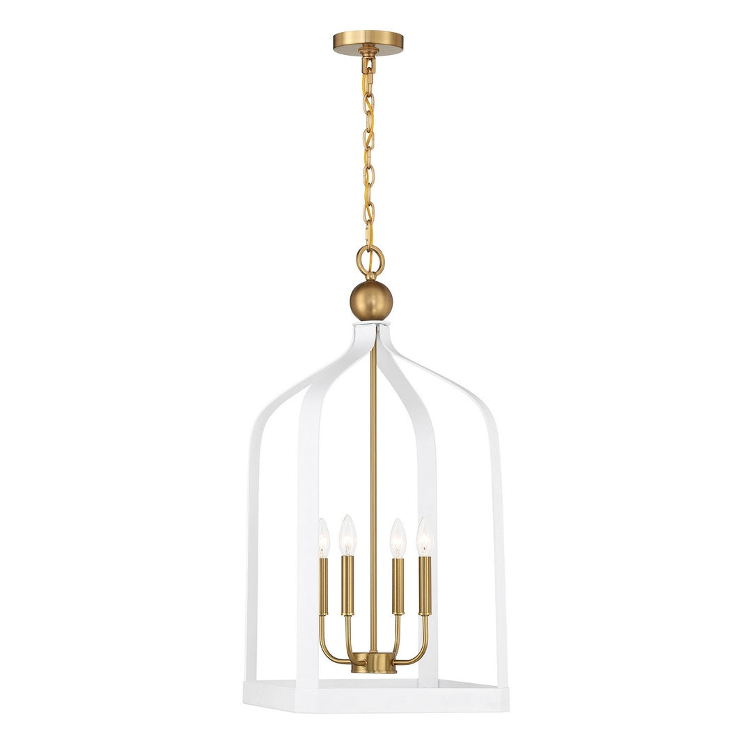 Savoy House - 7-7802-4-142 - Four Light Pendant - Sheffield - White w/Warm Brass