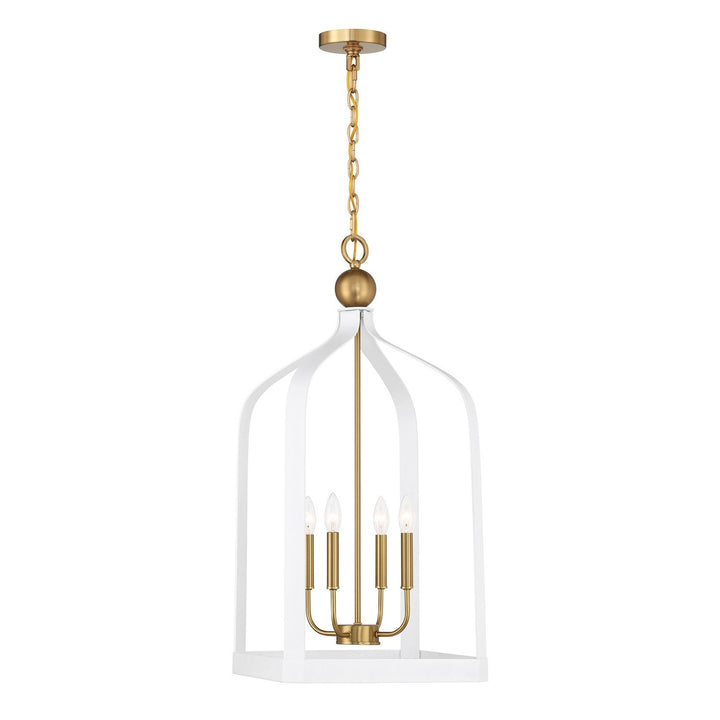 Savoy House - 7-7802-4-142 - Four Light Pendant - Sheffield - White w/Warm Brass