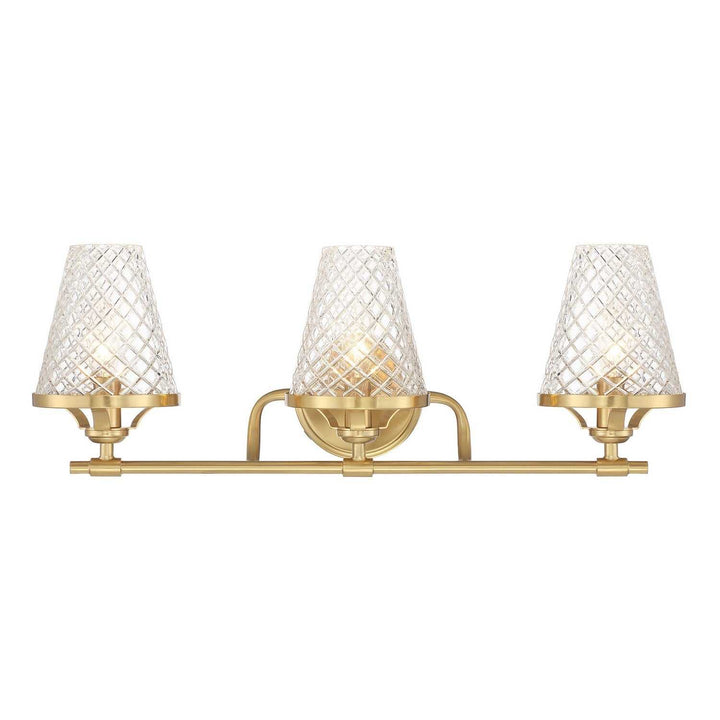 Candler Three Light Bathroom Vanity in Warm Brass Savoy House