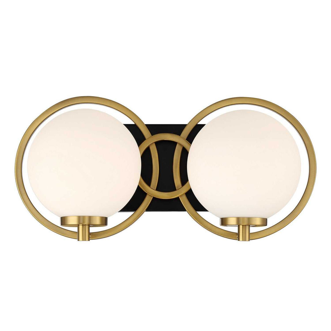 Alhambra Two Light Bathroom Vanity in Matte Black with Warm Brass Savoy House