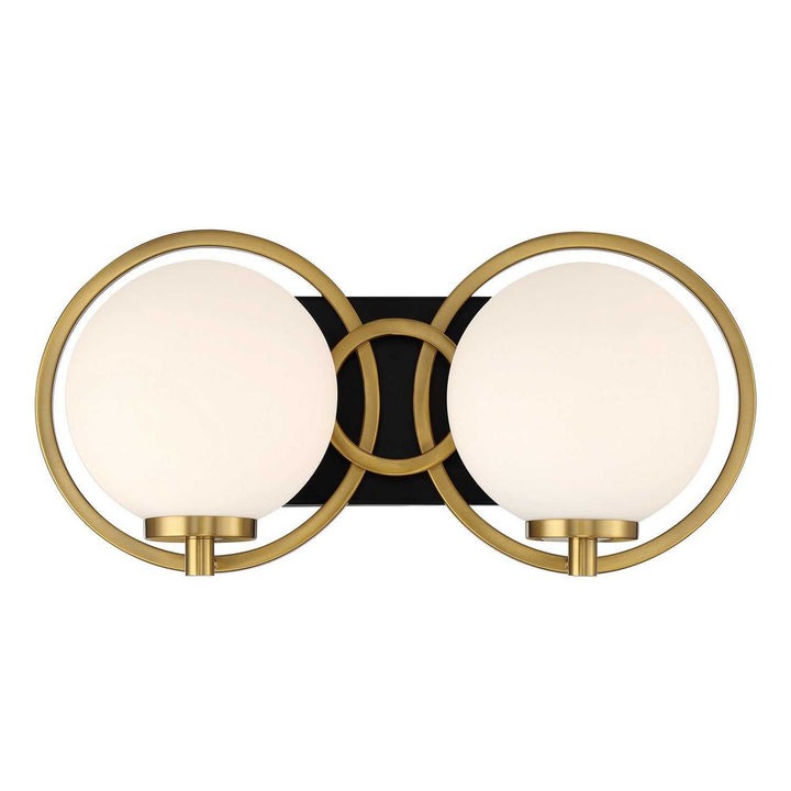 Alhambra Two Light Bathroom Vanity in Matte Black with Warm Brass Savoy House