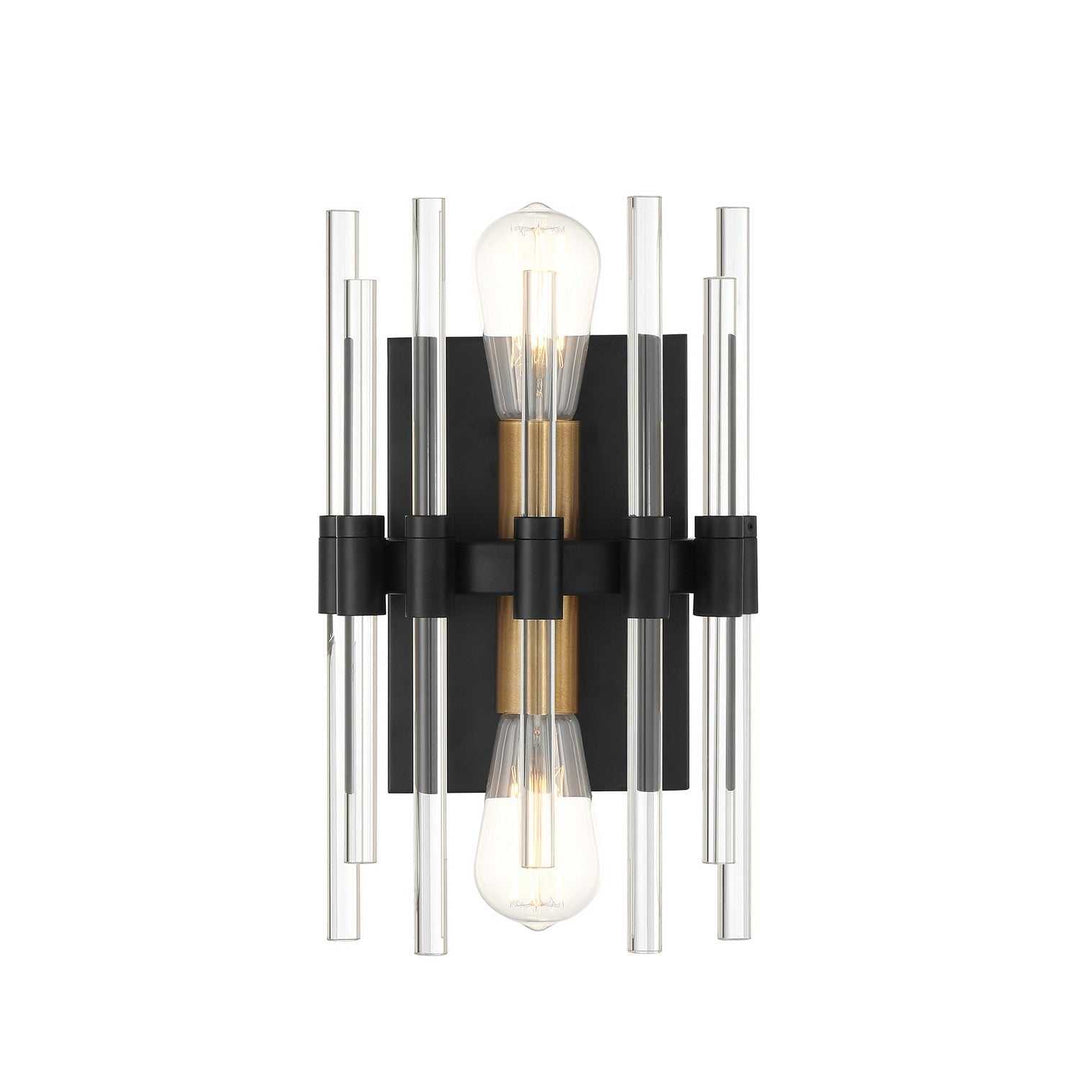 Santiago Two Light Wall Sconce in Matte Black with Warm Brass Accents Savoy House