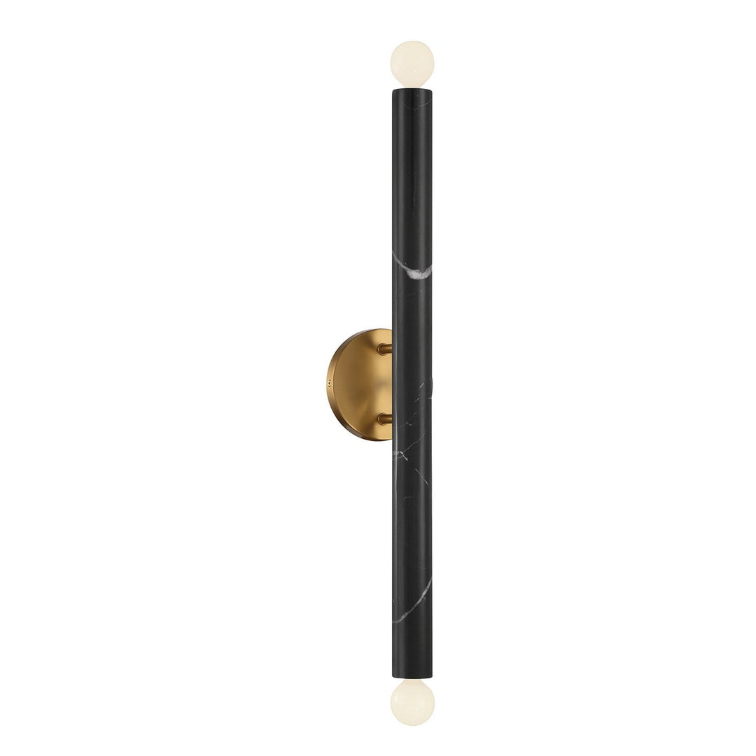 Callaway Two Light Wall Sconce in Black Marble with Warm Brass Savoy House