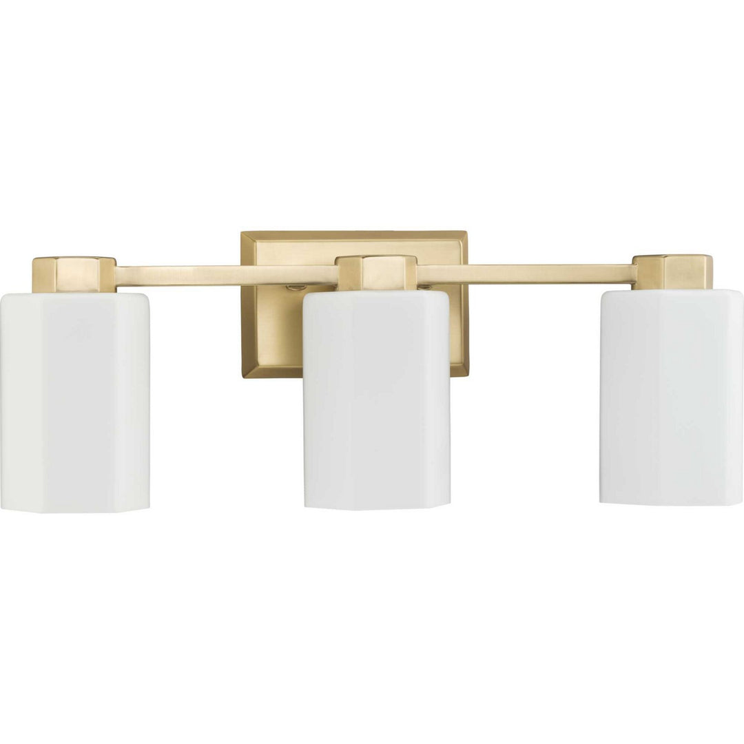 Estrada Three Light Bath & Vanity in Brushed Gold - available from The Lighting Shoppe, trusted by Canadian homeowners