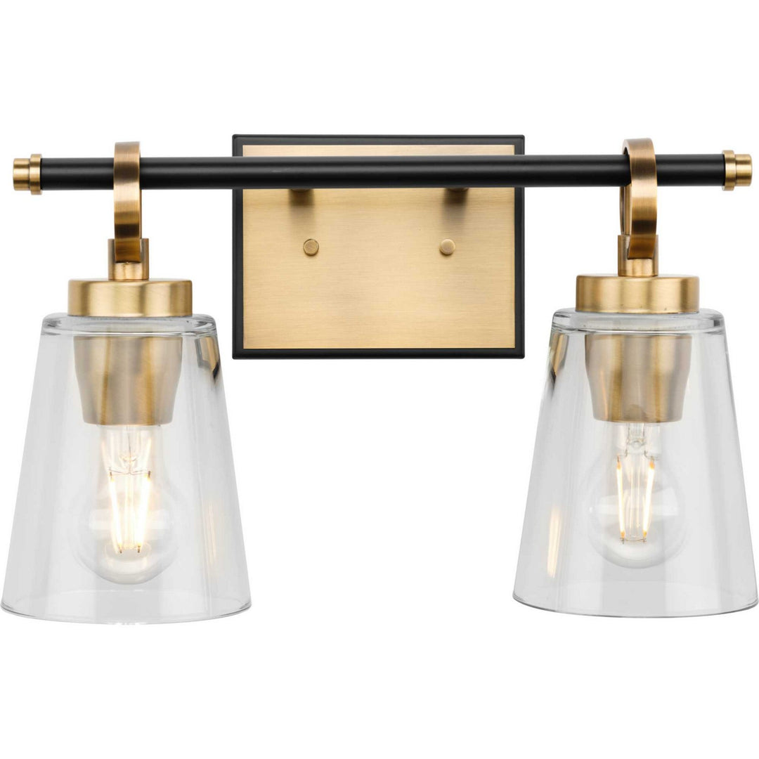 Cassell Two Light Bath & Vanity in Vintage Brass - available from The Lighting Shoppe, trusted by Canadian homeowners