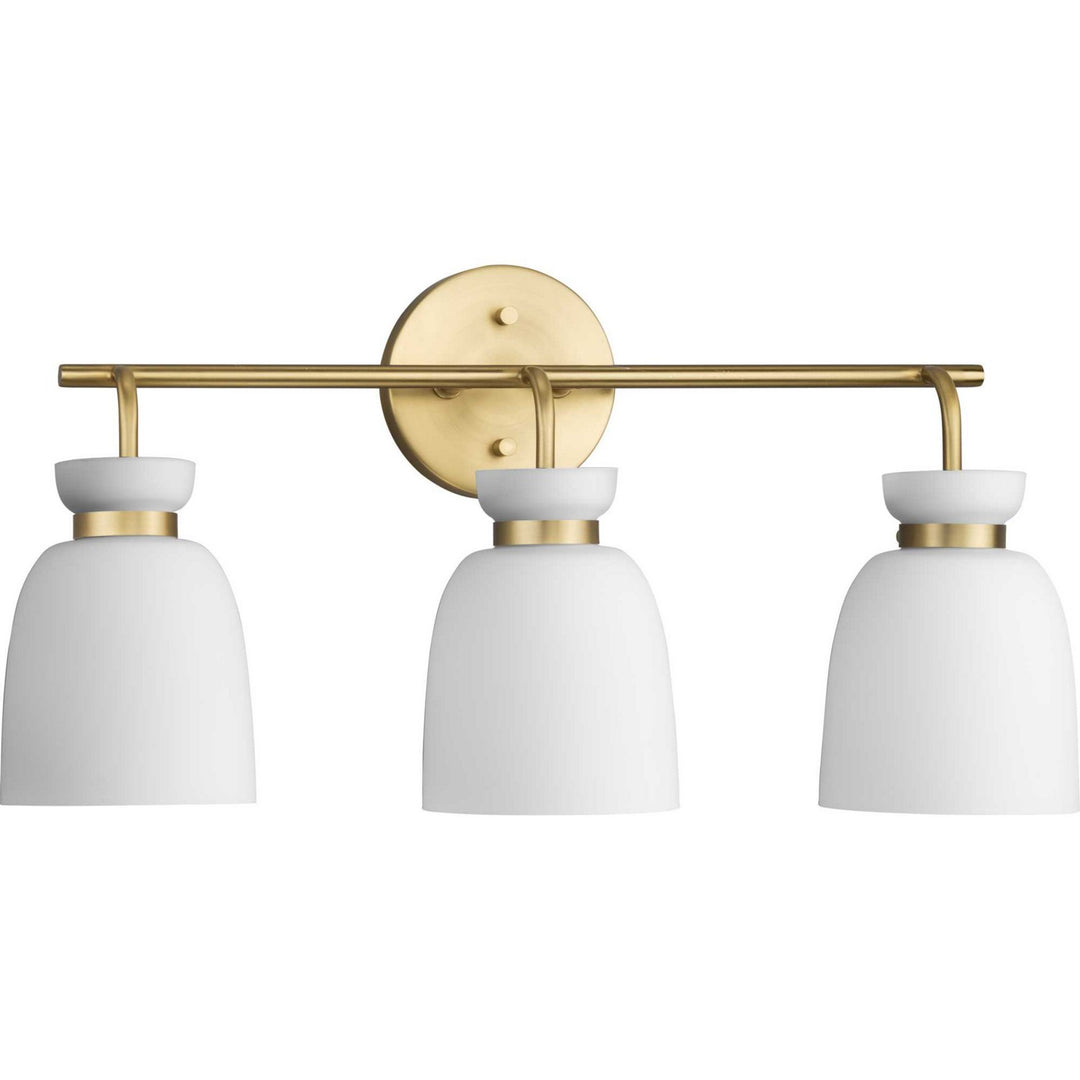 Lexie Three Light Bath & Vanity in Brushed Gold - available from The Lighting Shoppe, trusted by Canadian homeowners