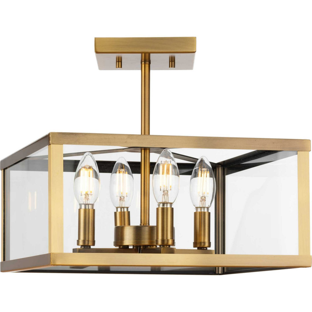 Progress Canada - P350264-163 - Four Light Semi-Flush Mount - Hillcrest - Vintage Brass