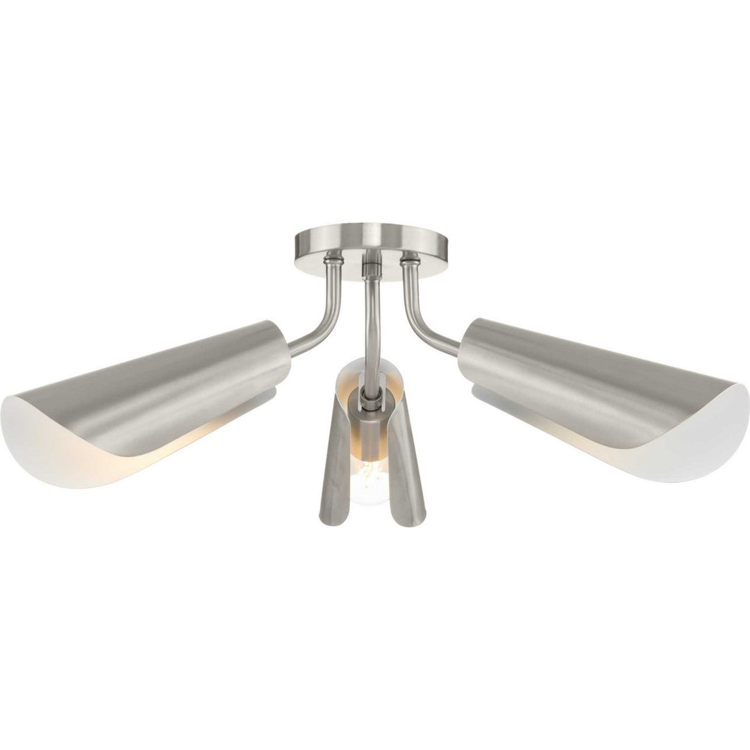 Cornett Three Light Flush Mount in Brushed Nickel - available from The Lighting Shoppe, trusted by Canadian homeowners
