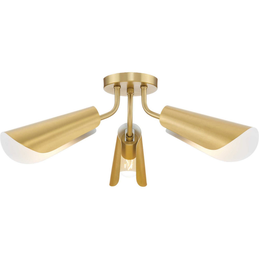 Cornett Three Light Flush Mount in Brushed Gold - available from The Lighting Shoppe, trusted by Canadian homeowners