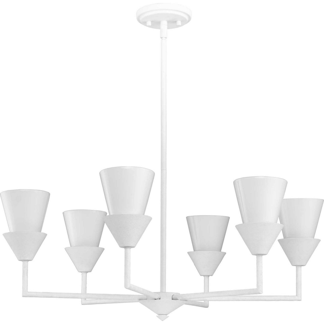 Progress Canada - P400372-197 - Six Light Chandelier - Pinellas - White Plaster
