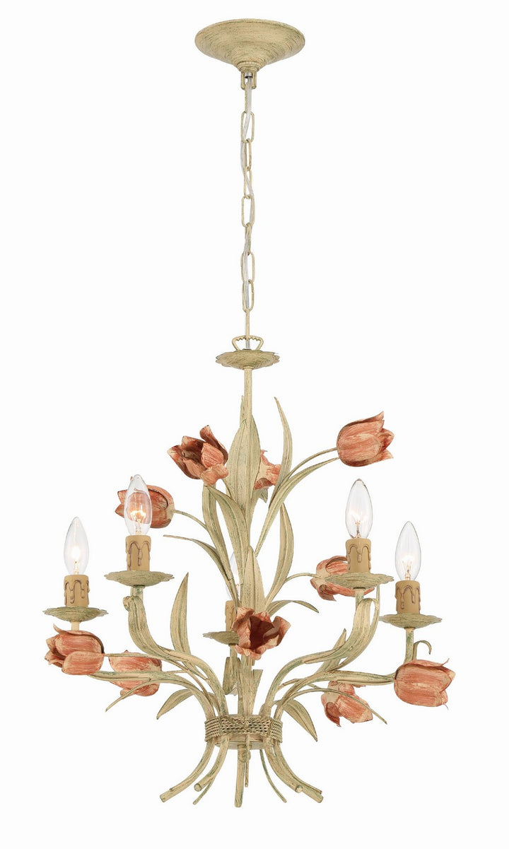 Southport Five Light Chandelier in Sage Rose - available from The Lighting Shoppe, trusted by Canadian homeowners