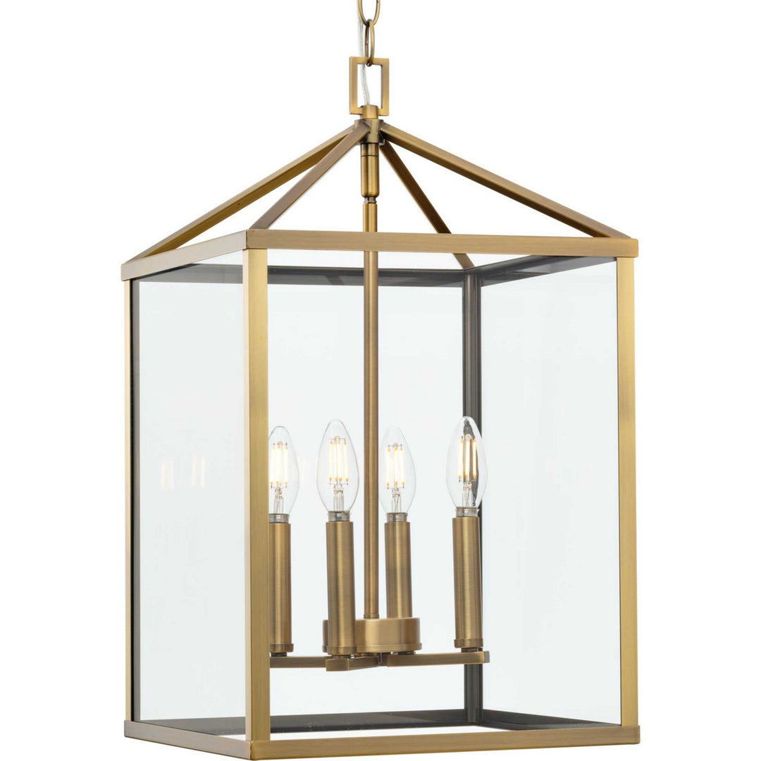Progress Canada - P500440-163 - Four Light Foyer Pendant - Hillcrest - Vintage Brass