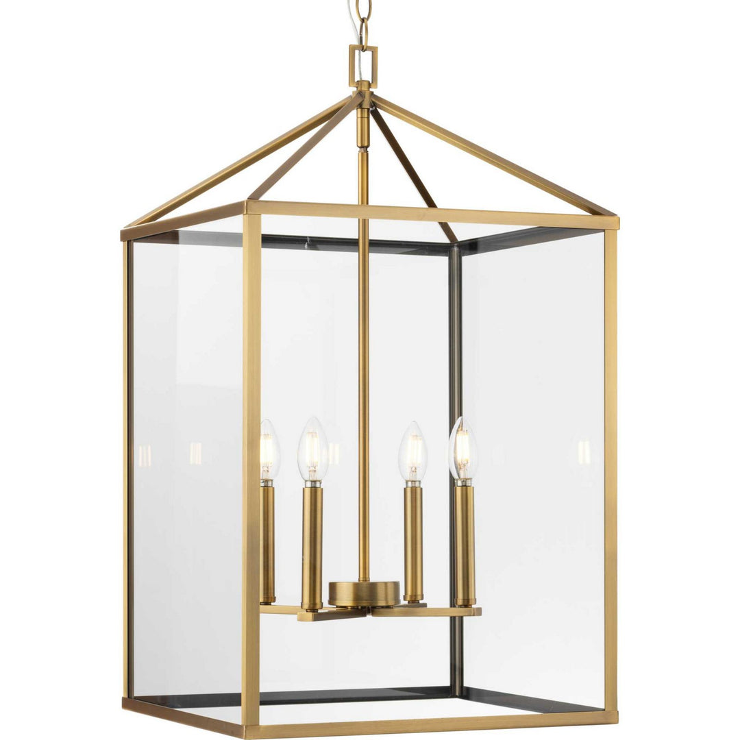 Progress Canada - P500441-163 - Four Light Foyer Pendant - Hillcrest - Vintage Brass