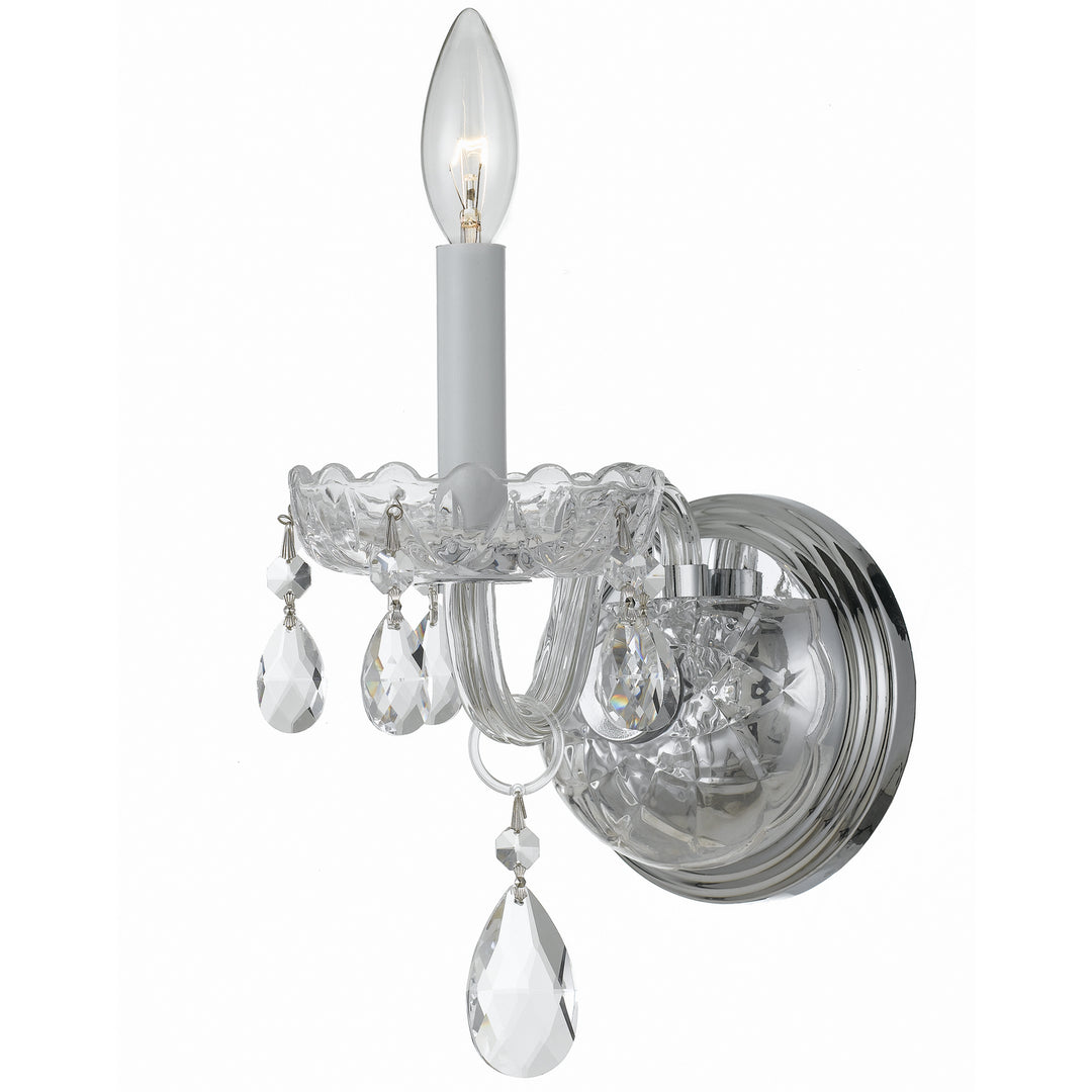 Traditional Crystal One Light Wall Sconce in Polished Chrome - available from The Lighting Shoppe, trusted by Canadian homeowners
