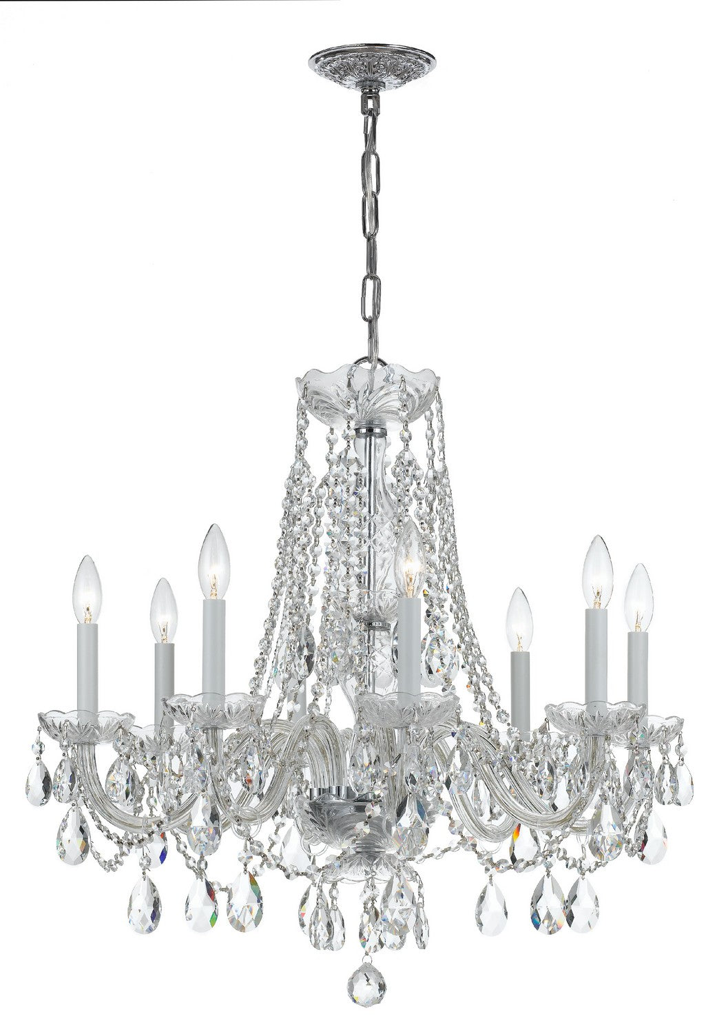 Traditional Crystal Eight Light Chandelier in Polished Chrome - available from The Lighting Shoppe, trusted by Canadian homeowners