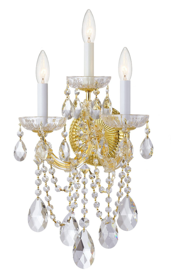 Maria Theresa Three Light Wall Sconce in Gold - available from The Lighting Shoppe, trusted by Canadian homeowners