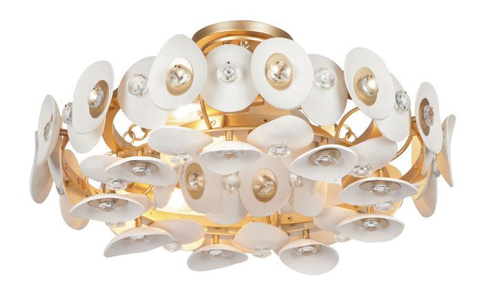 Niu Three Light Semi Flush Mount in Fawn Gold - available from The Lighting Shoppe, trusted by Canadian homeowners