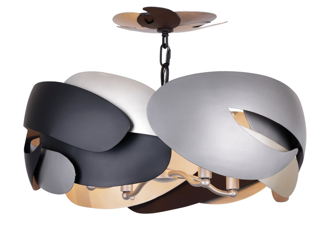 Metalo Misto Four Light Semi Flush Mount in Coal Black With Atlas And Midnight Sliver - available from The Lighting Shoppe, trusted by Canadian homeowners