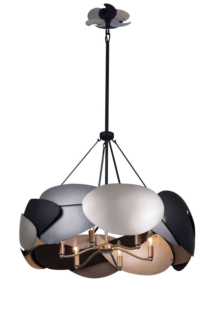 Metalo Misto Six Light Pendant in Coal Black With Atlas And Midnight Sliver - available from The Lighting Shoppe, trusted by Canadian homeowners