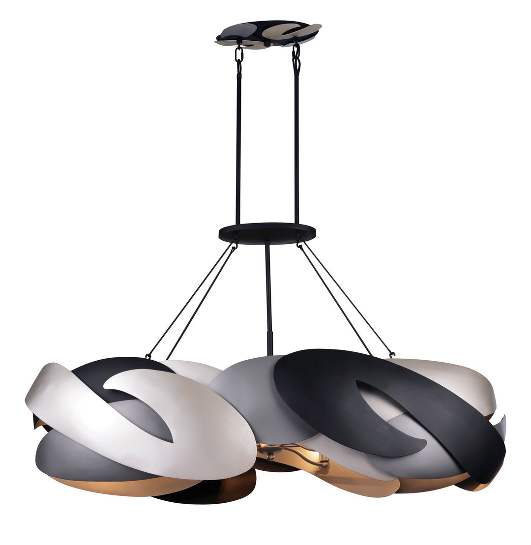 Metalo Misto Six Light Island Pendant in Coal Black With Atlas And Midnight Sliver - available from The Lighting Shoppe, trusted by Canadian homeowners