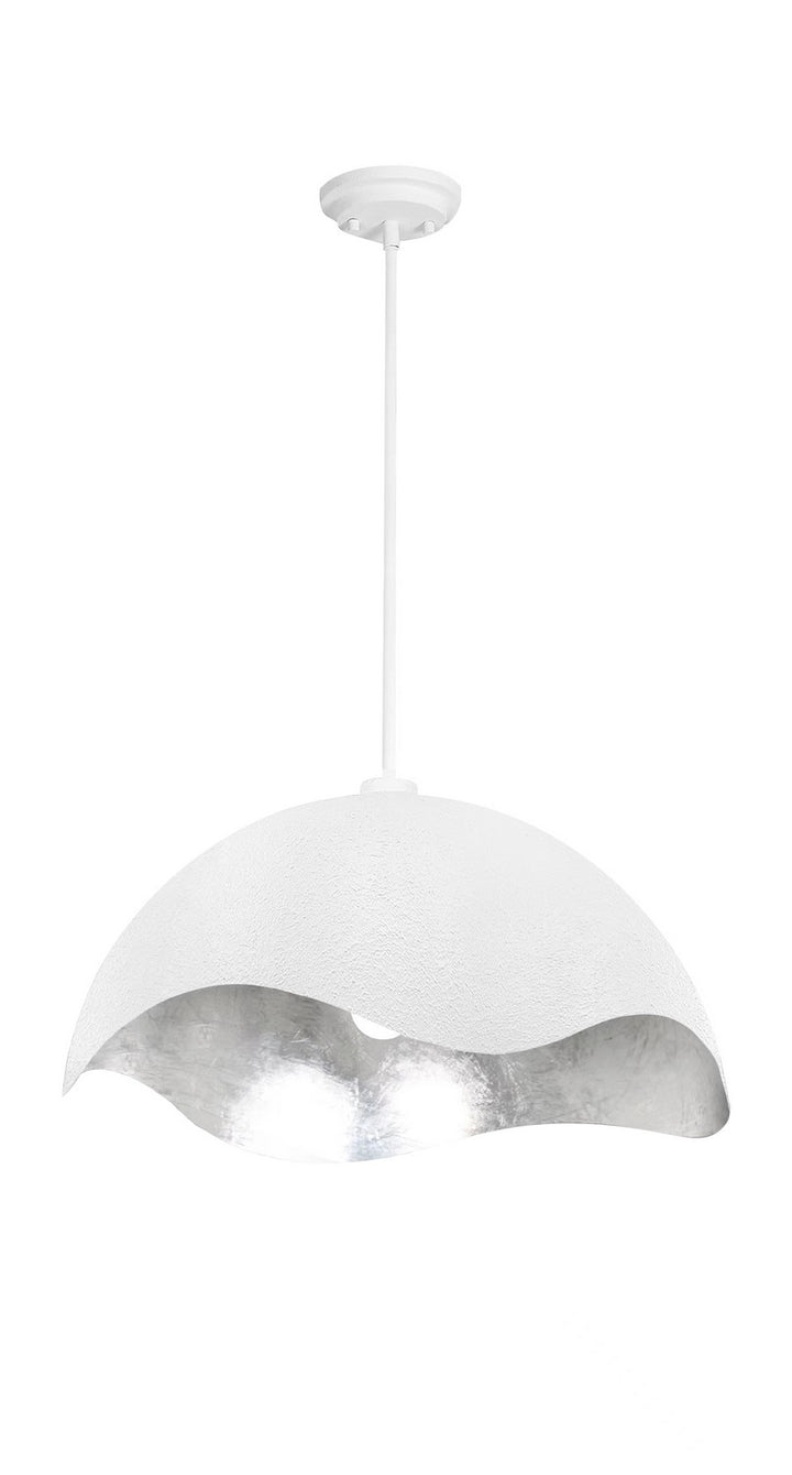 Eclos One Light Pendant in Textured White With Silver Leaf - available from The Lighting Shoppe, trusted by Canadian homeowners