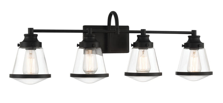 Mannsdale Four Light Bath Vanity in Coal Black - available from The Lighting Shoppe, trusted by Canadian homeowners