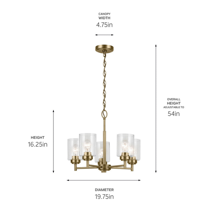 Kichler Canada - 44030NBR - Five Light Chandelier - Winslow - Natural Brass