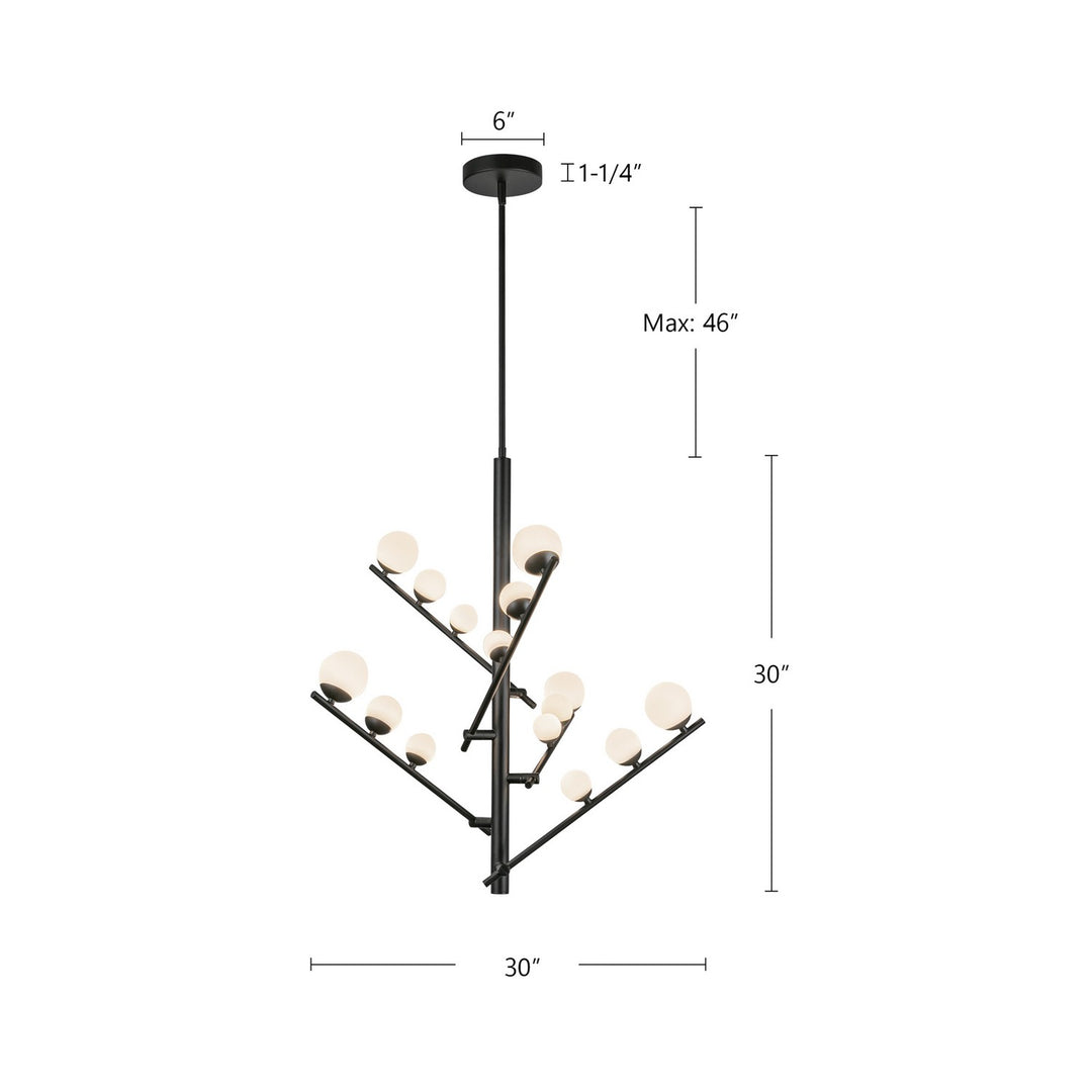 Kuzco Canada - CH55530-BK/OP - LED Chandelier - Cypress - Black/Opal Glass