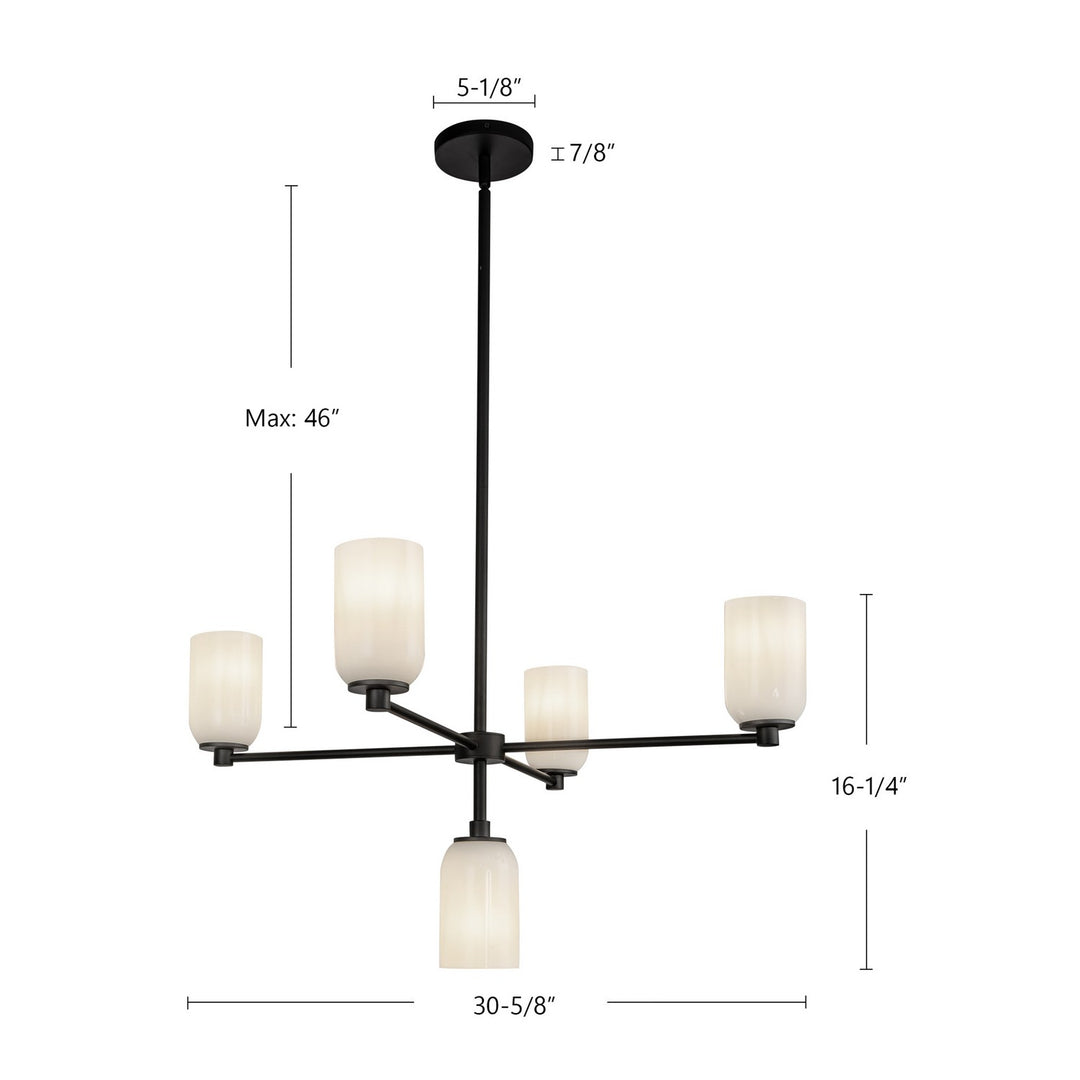 Kuzco Canada - CH57731-BK/GO - Five Light Chandelier - Nola - Black/Glossy Opal Glass